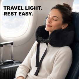Stuffable Travel Pillowcase U-Shaped Neck Pillow with Adjustable Strap, Washable Soft Fabric Travel Storage Pillow for Airplane Trips