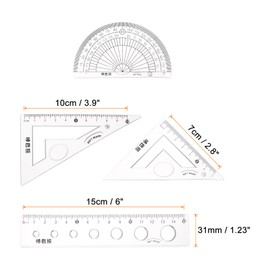 HARFINGTON 8piece Math Ruler Set 15cm Soft Straight Ruler Protractor Triangle Geometry Kits with Wavy Line for Classrooms Office, Transparent