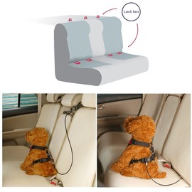 Dog seat belts for cars. Dog Car Harness Seatbelt Made of Coated Wire Rope Safety Restraint No-Chew Tether Cable. Vehicle Harnesses with Double Clips and Latch Attachment - 60mm/2.36inch