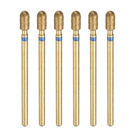 sourcing map 6pcs 120-140 Grits Diamond Grinding Bit 3.5mm Cylindrical Ball Head 2.35mm Shank 7mm Length Titanium Plated Stone Sanding Drill Bits Rotary Tool for Nails Grinding Polishing
