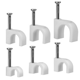 URAQT Cable Clamp, Nail Clamps, Pack of 600 Round Express Clamps, Nail Brackets, Cable Holder with Inserted Cable Clamps 4 mm, 5 mm, 6 mm, 7 mm, 8 mm, 10 mm Socket Strip, Wall Mounting