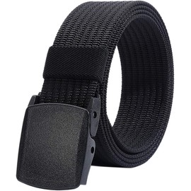 LionVII Men's Work Belt Nylon with Plastic Buckle 130cm, black