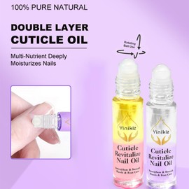 Joyeee Nail Oil Cuticle, 2PCS Roll-On Oil Treatment for Damaged, Hydrating & Nourishing Cuticle Care Set for Repairing Cracked and Dry Nail