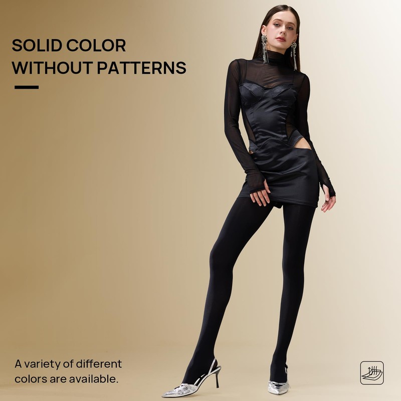MANZI Microfibre Tights for Women, Semi Opaque Solid Colored Footed
