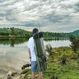 Fishing Rod Bag Hold 5 Poles Portable Canvas Rod Organizer Large Capacity Storage Case for Travel Green