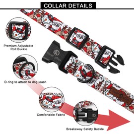 Lionet Paws Chirstmas Dog Collar, Snowman Santa Elk Puppy Collars with Quick Release Buckle for Boy and Girl Female Dogs Small, XS, Neck 8-12 inches