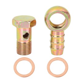 X AUTOHAUX 16mm Banjo Hose Barb Bolt Fittings Banjo Bolt Washer Kit Bronze Tone for Car Motorcycle