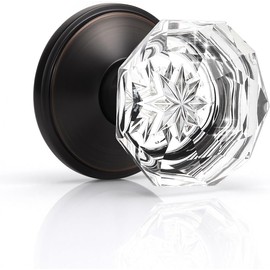 1 Pack Oil Rubbed Bronze Dummy Door Knobs Crystal Glass Door Knobs No Turning Inactive Interior Door Handles Octagon Shape