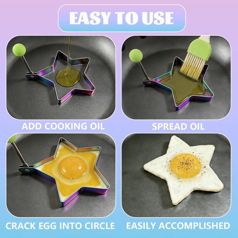 Slomg Rainbow Set Fried Egg Rings Molds Non Stick for