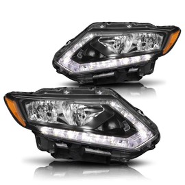 PM PERFORMOTOR LED DRL Bar Headlight Assembly Compatible with Rogue 14-16 | Headlamps with Black Housing Amber Corner
