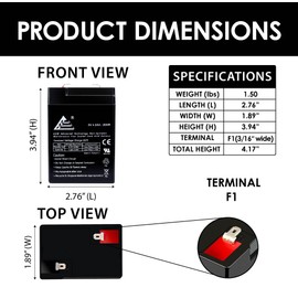 6 Pack: ECIPOWER 6V 4.5Ah AGM SLA Battery – Rechargeable VRLA Battery for Exit Signs, Emergency Lighting, Toys, and Alarm Systems – F1 Terminals, Maintenance-Free