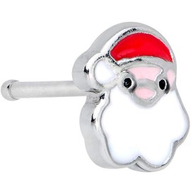 Body Candy Winter Holiday Womens 20G 316L Steel Nose Ring Christmas Santa Claus Nose Stud Nose Bone 1/4"