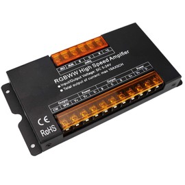 LEDENET 5 Channels High Speed Amplifier 50A 12V 24V Data Signal Repeater 5CH Circuit Aluminum Shell for RGBCCT RGBW Lights Strip LED Module Strip Lights