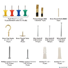 521 Pcs Picture Hanging Kit Including Drywall Anchors and Screws, Wire Hanging Nails and Screws Assortment Kit for Wall Art Hanging Kit, Picture Hangers, Cup Hooks, Push Pins