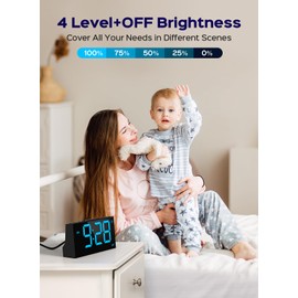 GOLOZA GOLOZA Digital Alarm Clocks for Bedrooms, Digital Clock with 4 Level Brightness +OFF, Dual Customizable Alarms, USB Port, Power-Off Memory, Snooze, DST, 12/24H, Desk Clock for Kids Adults Elderly