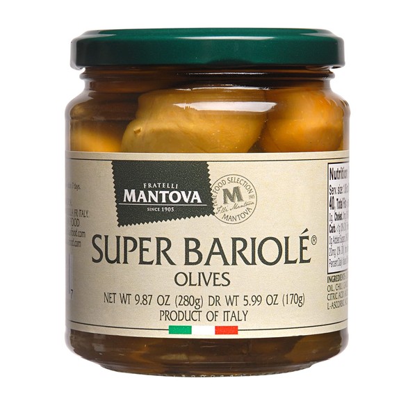 FRATELLI MANTOVA SINCE 1905 Mantova Italian Super Bariole Olives (Pack of 2) Great Taste, 9.87 Ounce