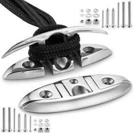 Acefvnofo 6" Boat Cleat, Folding Dock Cleats (2Pack) with Fasteners, 316 Stainless Steel Flip Up Dock Cleat for Deck Boat, 6 inch Rope Cleat for Boat Docks, Kayaks, Marine, Nautical Decor