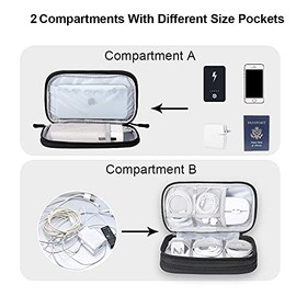 Ausein Organizador de Cables, Estuche para Cables y Cargadores para Viaje, Multifuncional Bolsa para Accesorios Electrónicos, Porta Cables Portátil Impermeable para Discos Duros, Tarjeta SD(Negro)