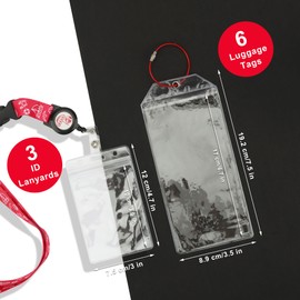 Temlum Luggage Tags for Cruises, Pack of 6 Waterproof Suitcase Tags & 3 ID Covers with Strap, Extendable Lanyard, Lanyard for Hanging (8.9 x 19.2 cm)