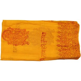 Indian Ganesh Om Meditation Yoga Altar Cloth Prayer Shawl Scarf (Saffron Yellow)