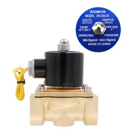 Baomain 1 inch DC 12V Brass Electric Solenoid Valve Water Air NC Valve 2W-250-25