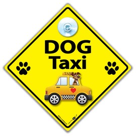 iwantthatsign.com Dog Taxi Sign, Dog on Board, Car Sign with Suction Cup Attachment, Baby on Board, Sign for Dogs