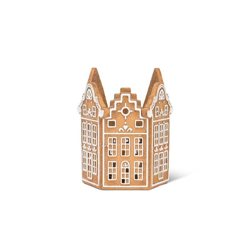 Abbott Collection Gingerbread House Pillar Candle Holder (8" H)