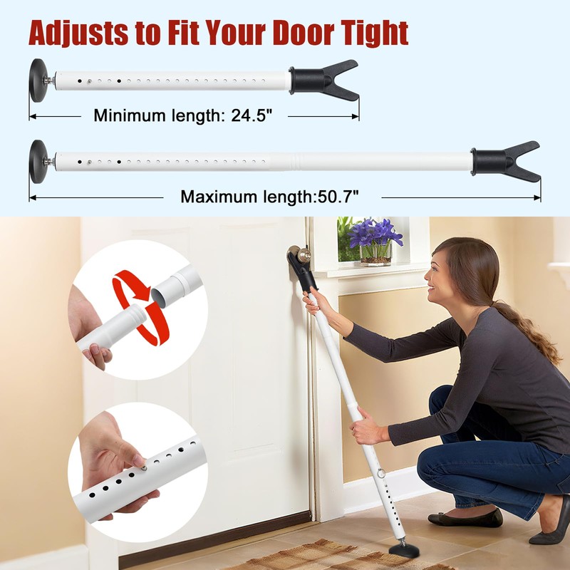 2 Pack Door Security Bar – Anti-Slip 600LB Heavy Duty