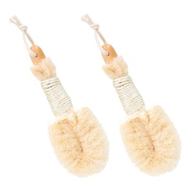 Outanaya 2pcs Natural Sisal Silk Bath Brush Set Exfoliating for Dry Brushing Shower Scrubbing