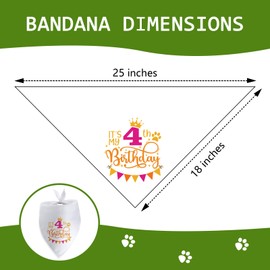 It's My 4th Birthday Dog Bandana Happy 4th Birthday Pet Triangle Scarf for Large Medium Small Dogs Four Years Old Gifts Photo Prop Pet Scarf Accessories Christmas Puppy Gifts