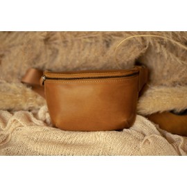 Gusti Norell Women's and Men's Leather Bum Bag Festival Bag Leather, hazelnut, Retro