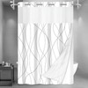 LXBNI No Hook Grey White Striped Long Shower Curtain with