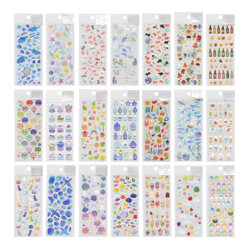 Summer pattern drop sticker [tropical] drop sticker glitter decoration cute