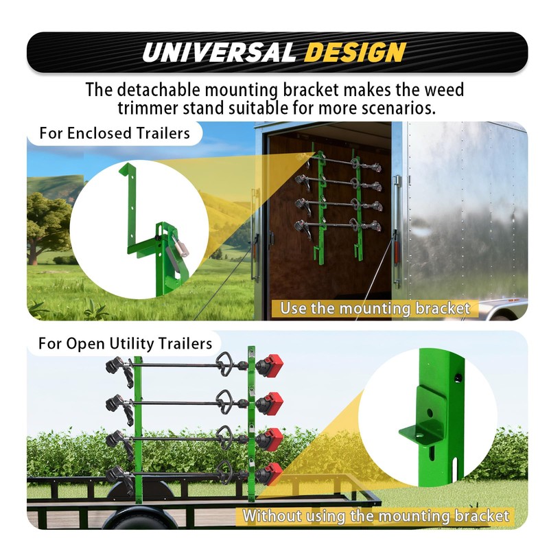 Green 4 Place Trimmer Weed Eater Rack for Open &
