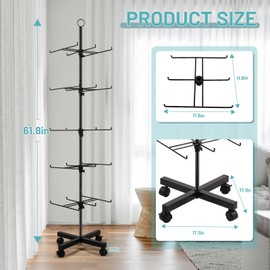 Flenpptly Retail Display Stand Rotating Display Stand 5 Tier Spinning Display Stand for Craft Shows, Jewelry, Keychain, Earring Adjustable Height Retail Display Racks (5-Tier Black)