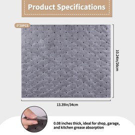 E-SDS Oil Absorbent Pads Suspend Oil Spill Mat 5 * 20 Pcs Absorbent Pads for Spills 10"x13"x2mm Spill Pads for Water Protecting Home Garage Basement Accessories (Grey,100pcs)