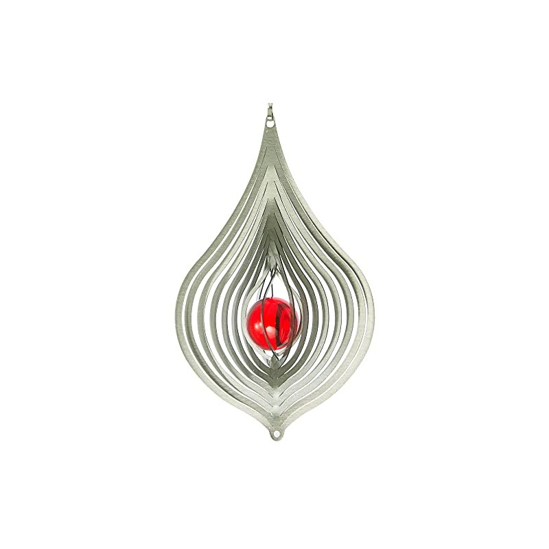 Teardrop Stainless Steel Wind Spinner with Crystal Decoration 10.5 cm