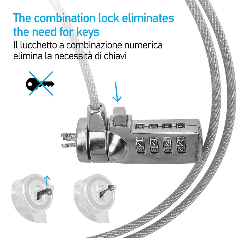 150cm Steel Anti-Theft Combination Combination Lock Compatible with Kensington Standard