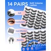 BEYELIAN 14 Pairs False Eyelashes Clear Band D Curl 9-18MM