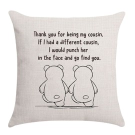 Aocaso Cousin Gifts for Women, Cousin Cushion Cover Throw Pillow Cover Pillowcase for Cousin Birthday Gifts (thank you for being my cousin A)