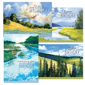 Wild America Birthday Greeting Cards by Gregory Gorham - Set of 8 (4 Designs), Large 5" x 7", Happy Birthday Cards with Sentiments Inside