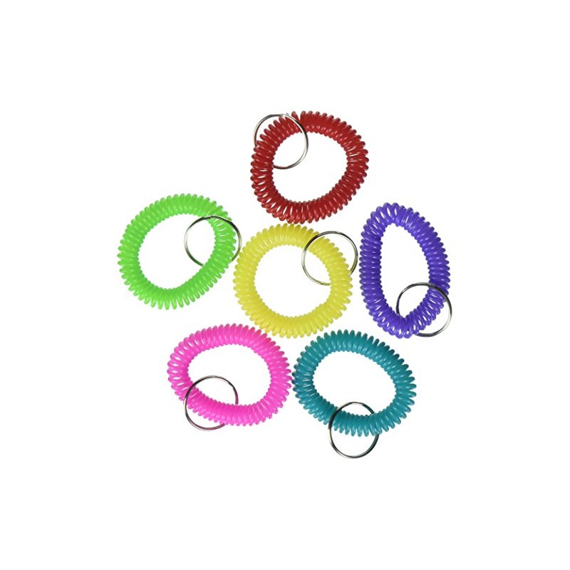 Rhode Island Novelty 2.5 Inch Coil Bracelet Keychains Assorted Colors