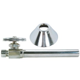 BrassCraft CS41BX C 1/2" Nom Sweat Inlet x 3/8" O.D Comp Outlet Multi-Turn Straight Valve with 5" Extension Tube and Bell Flange