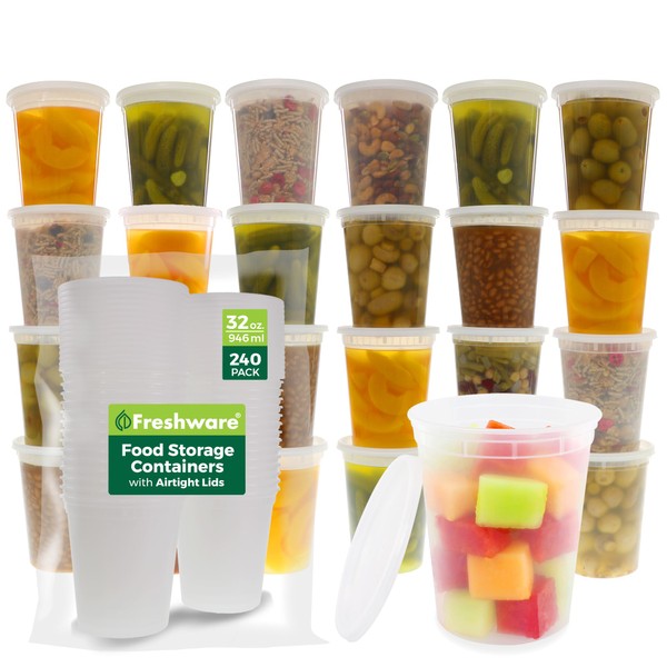 Freshware [240 Pack 32 oz Food Storage Containers With Lids,