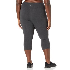 Spalding Women's Essential Capri Legging | Comfortable 4-Way Stretch Athletic Pants | High-Waist Charcoal Heather | Medium