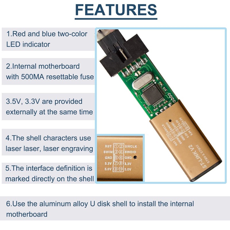 DAOKAI st-link v2 Shell Programming Unit STM8 STM32 Emulator Downloader