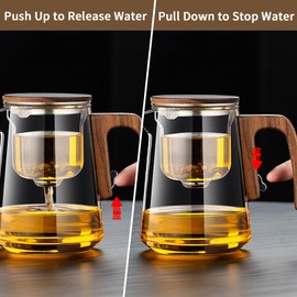 27oz/800ml Enchanti Tea Pot - Magic Witchcraft Glass Teapot with Strainer and Lid, Magnetic Water Separation Design, Borosilicate Glass Tea Pot with Infusers for Loose Leaf & Herbal Teas (Round)