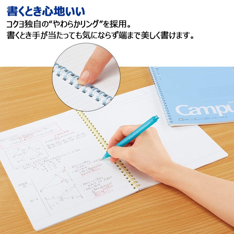 Kokuyo SU-S111BTX5CSET Campus Soft Ring Notebook, Dot B Grid, 40