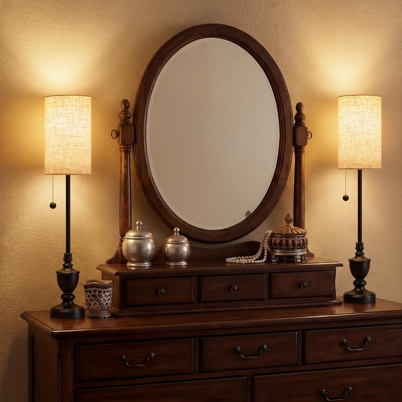 Buffet Table Lamps Set of 2,28" Tall Skinny Black Resin