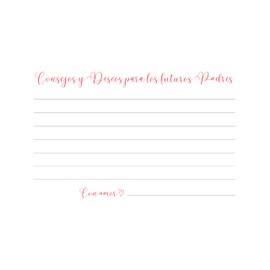 Spanish/Español - Consejos y Deseos para los futuros Padres - Advice Cards for Parents-to-Be - Baby Shower Activity Cards (24-count)